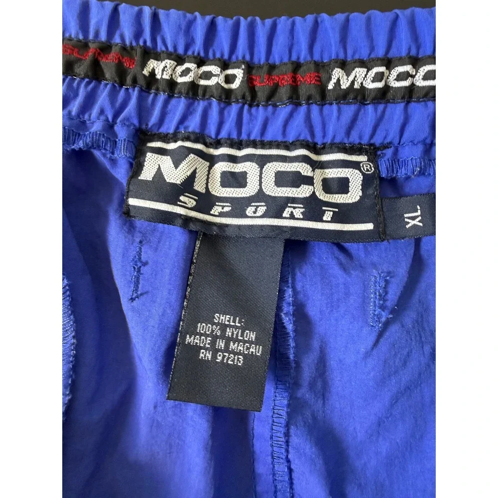 Moco Supreme Vintage Nylon Track Pants Mens XL Blue Windbreaker Joggers